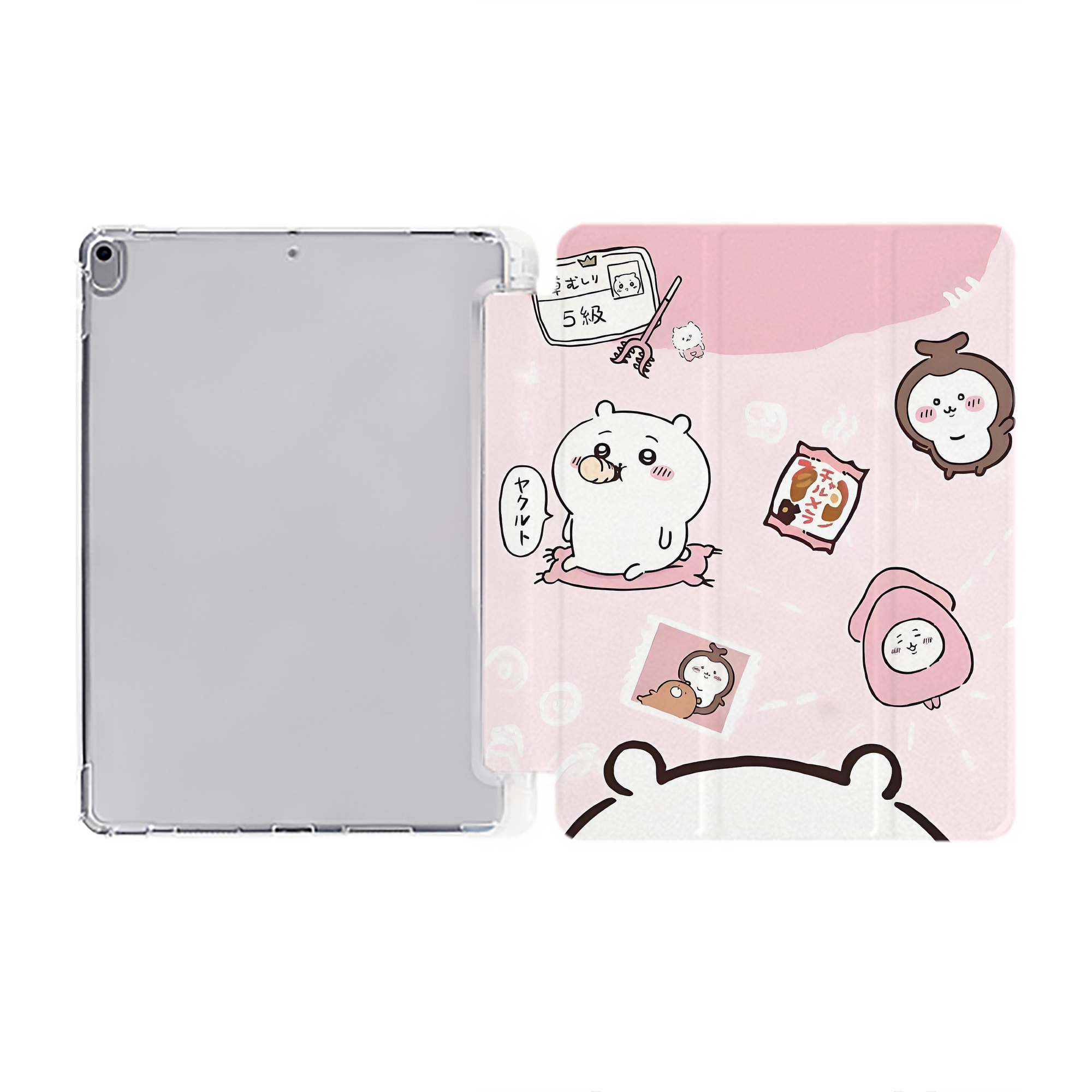 （画像用） ちいかわ Chii-kawa IPad ケース ペン収納付き 三つ折りスタンド PUレザー×シリコン 対応機種9.5/10.5/10.9インチ